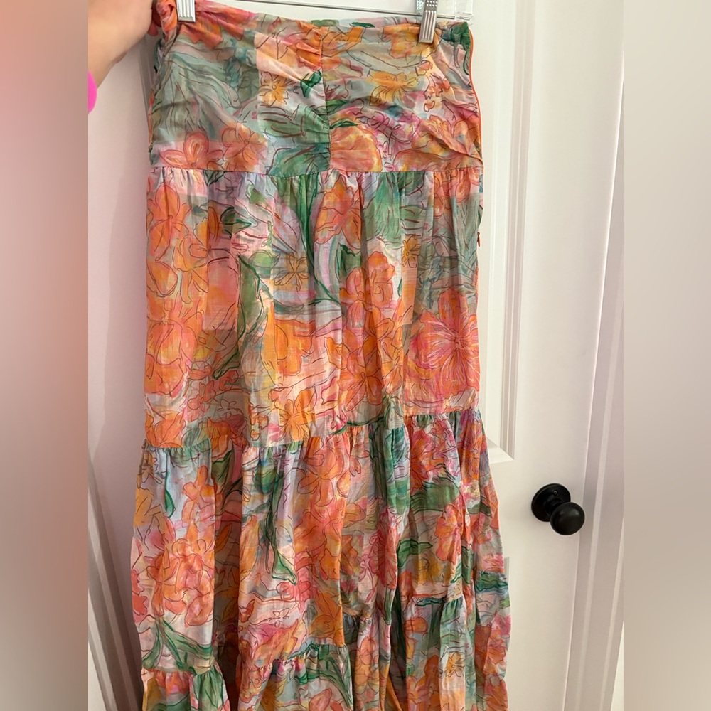 Rails Agatha Floral Tiered Cotton Maxi Skirt Size 2